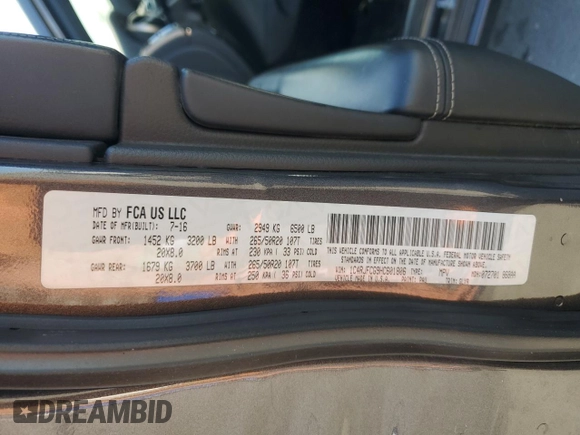 2017 Jeep Grand Cherokee Overland with VIN 1C4RJFCG9HC601806, listed as a Copart auction lot 61786275 with 122,898 mi miles and Salvage title. Bid and sale history available at DreamBid. Image 14.