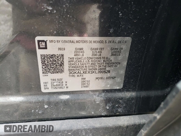 2019 GMC Terrain Denali with VIN 3GKALXEX1KL390529, listed as a Copart auction lot 45210115 with 124,497 mi miles and Salvage Title. Bid and sale history available at carsss.com. Image 13.