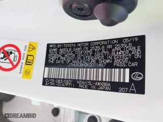 2019 Lexus UX with VIN JTHU9JBH2K2011457, listed as a IAAI auction lot 41894143 with 55,826 mi miles. Bid and sale history available at carsss.com. Image 9.