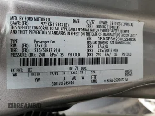 2017 Ford Focus SEL with VIN 1FADP3H23HL224836, listed as a Copart auction lot 48696465 with 137,285 mi miles and Salvage Title. Bid and sale history available at carsss.com. Image 12.