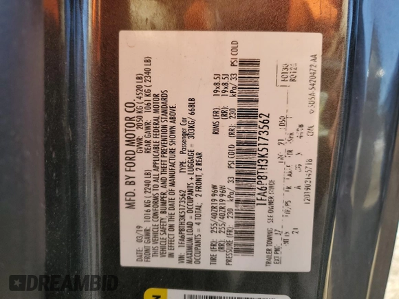 2019 Ford Mustang EcoBoost with VIN 1FA6P8TH3K5173562, listed as a Copart auction lot 46177315 with 69,475 mi miles and Salvage Title. Bid and sale history available at carsss.com. Image 15.