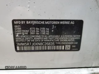 2022 BMW 3 Series 330i xDrive with VIN 3MW5R7J0XN8C26835, listed as a Copart auction lot 42025995 with 49,189 mi miles and Salvage Title. Bid and sale history available at carsss.com. Image 12.