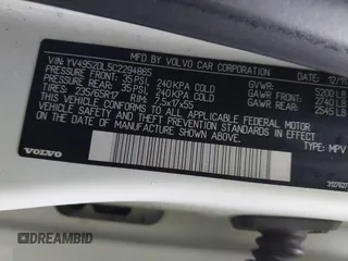2012 Volvo XC60 3.2L с VIN YV4952DL5C2294865, выставлен на аукционе IAAI как лот 41941625 с пробегом 180 020 миль миль и . История ставок и продаж доступна на DreamBid. Изображение 9.
