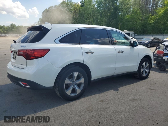 2014 Acura MDX z VIN 5FRYD4H23EB004801, wystawiony jako Copart lot #56043765 z przebiegiem Nie podano mil oraz Szkoda całkowita • Salvage title. Historia ofert i sprzedaży dostępna na DreamBid. Obrazek 3.