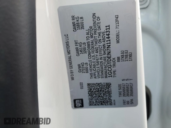 2022 Chevrolet Colorado 4WD Z71 z VIN 1GCGTDEN7N1144311, wystawiony jako Copart lot #51980395 z przebiegiem 47 893 mil mil oraz Szkoda całkowita • Salvage title. Historia ofert i sprzedaży dostępna na DreamBid. Obrazek 12.