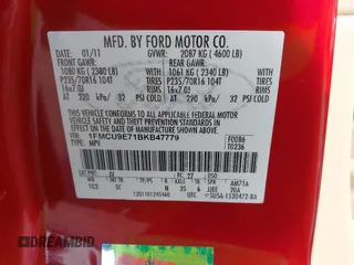 2011 Ford Escape Limited with VIN 1FMCU9E71BKB47779, listed as a IAAI auction lot 41746362 with 193,349 mi miles and . Bid and sale history available at DreamBid. Image 9.