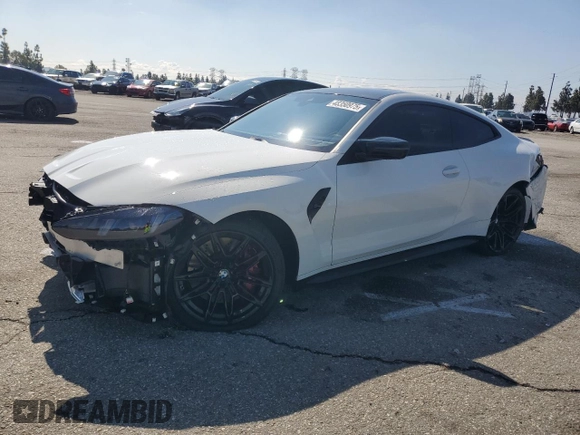 2025 BMW M4 Competition with VIN WBS23HK09SCS16550, listed as a Copart auction lot 48350975 with 6,914 mi miles and Salvage Title. Bid and sale history available at carsss.com. Image 1.