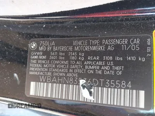2006 BMW 7 Series 750Li with VIN WBAHN83536DT35584, listed as a IAAI auction lot 41693827 with 173,778 mi miles. Bid and sale history available at carsss.com. Image 9.