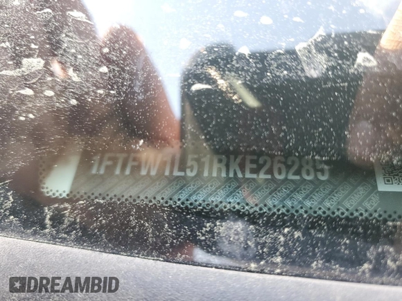 2024 Ford F-150 XL с VIN 1FTFW1L51RKE26285, выставлен на аукционе Copart как лот 50971705 с пробегом 4 800 миль миль и Списание • Salvage title. История ставок и продаж доступна на DreamBid. Изображение 12.