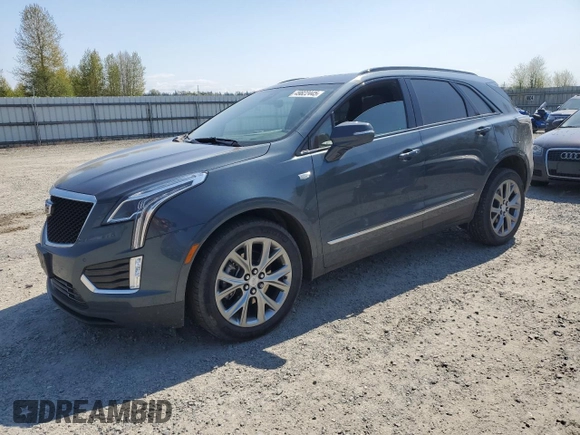 2021 Cadillac XT5 AWD Sport with VIN 1GYKNGRS3MZ176043, listed as a Copart auction lot 49822445 with 44,347 mi miles and Salvage title. Bid and sale history available at DreamBid. Image 1.