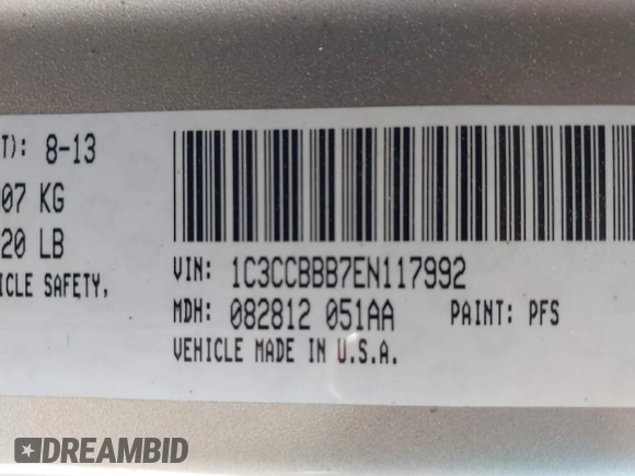 2014 Chrysler 200 Touring with VIN 1C3CCBBB7EN117992, listed as a IAAI auction lot 42060449 with 139,147 mi miles. Bid and sale history available at carsss.com. Image 9.