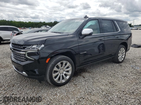 2023 Chevrolet Tahoe Premier with VIN 1GNSKSKD8PR279533, listed as a Copart auction lot 58755045 with 25,233 mi miles and Salvage title. Bid and sale history available at DreamBid. Image 1.