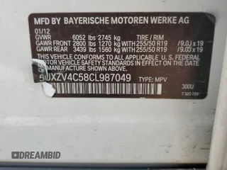 2012 BMW X5 35i с VIN 5UXZV4C58CL987049, выставлен на аукционе Copart как лот 61013925 с пробегом 167 508 миль миль и Чистый • Clean title. История ставок и продаж доступна на DreamBid. Изображение 13.
