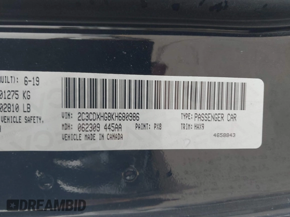 2019 Dodge Charger GT with VIN 2C3CDXHG8KH680986, listed as a IAAI auction lot 41576451 with 108,803 mi miles and . Bid and sale history available at DreamBid. Image 9.