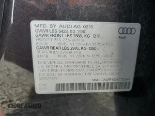 2016 Audi Q5 Premium with VIN WA1C2AFP1GA113360, listed as a Copart auction lot 56356715 with 109,171 mi miles and Salvage title. Bid and sale history available at DreamBid. Image 13.