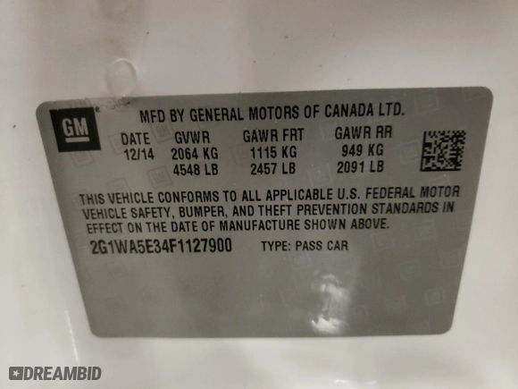 2015 Chevrolet Impala Limited LS with VIN 2G1WA5E34F1127900, listed as a Copart auction lot 52088595 with 267,980 mi miles and Clean Title. Bid and sale history available at carsss.com. Image 12.