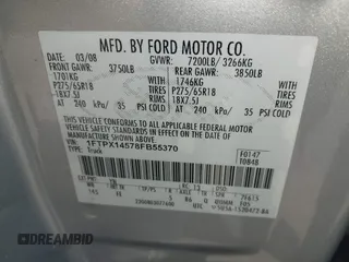 2008 Ford F-150 XLT with VIN 1FTPX14578FB55370, listed as a IAAI auction lot 41986911 with 121,763 mi miles. Bid and sale history available at carsss.com. Image 9.