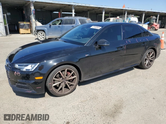 2018 Audi A4 Premium Plus with VIN WAUENAF42JA038894, listed as a Copart auction lot 57449545 with 57,247 mi miles and Salvage title. Bid and sale history available at DreamBid. Image 1.