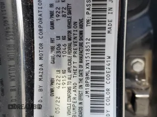2022 Mazda Mazda3 Hatchback Premium with VIN JM1BPBMLXN1518512, listed as a Copart auction lot 75472414 with 42,914 mi miles and Salvage Title. Bid and sale history available at carsss.com. Image 15.