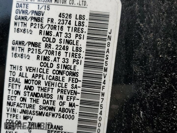 2015 Nissan Rogue S z VIN JN8AS5MV4FW754000, wystawiony jako Copart lot #60242695 z przebiegiem 124 340 mil mil oraz Szkoda całkowita • Salvage title. Historia ofert i sprzedaży dostępna na DreamBid. Obrazek 13.