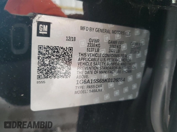 2019 Cadillac CTS-V z VIN 1G6A15S65K0126084, wystawiony jako Copart lot #70317924 z przebiegiem Nie podano mil oraz Nie do naprawy. Historia ofert i sprzedaży dostępna na DreamBid. Obrazek 12.
