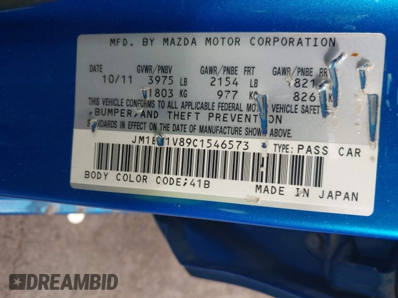 2012 Mazda 3 i Touring z VIN JM1BL1V89C1546573, wystawiony jako IAAI lot #42403158 z przebiegiem 403 813 mil mil oraz . Historia ofert i sprzedaży dostępna na DreamBid. Obrazek 9.