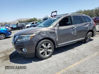 2015 Nissan Pathfinder Platinum with VIN 5N1AR2MN4FC660119, listed as a Copart auction lot 58030795 with 57,849 mi miles and Salvage title. Bid and sale history available at DreamBid. Image 1.