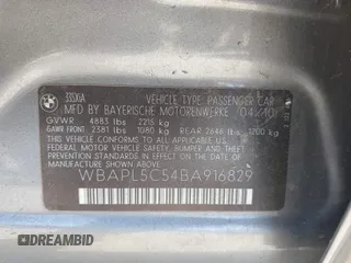 2011 BMW 3 Series 335i xDrive с VIN WBAPL5C54BA916829, выставлен на аукционе IAAI как лот 41760447 с пробегом 133 057 миль миль и . История ставок и продаж доступна на DreamBid. Изображение 9.