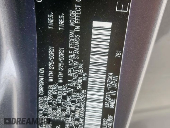 2017 Lexus LX 570 with VIN JTJHY7AX6H4237898, listed as a Copart auction lot 61805495 with 97,598 mi miles and Salvage title. Bid and sale history available at DreamBid. Image 14.