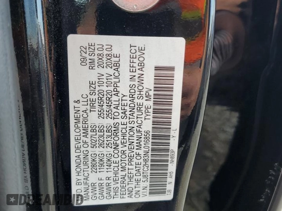 2022 Acura RDX PMC Edition with VIN 5J8TC2H83NL016856, listed as a Copart auction lot 83317134 with 19,366 mi miles and Salvage Title. Bid and sale history available at carsss.com. Image 14.