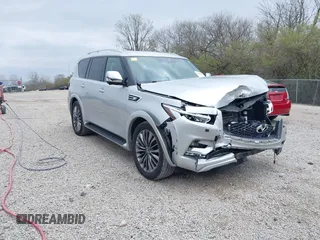 2021 Infiniti QX80 SENSORY with VIN JN8AZ2BE9M9267352, listed as a IAAI auction lot 42016437 with 43,872 mi miles. Bid and sale history available at carsss.com. Image 1.