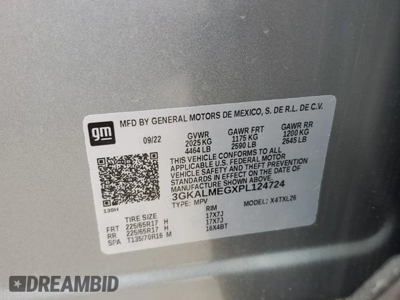 2023 GMC Terrain SLE с VIN 3GKALMEGXPL124724, выставлен на аукционе Copart как лот 54704555 с пробегом 13 198 миль миль и Списание • Salvage title. История ставок и продаж доступна на DreamBid. Изображение 13.