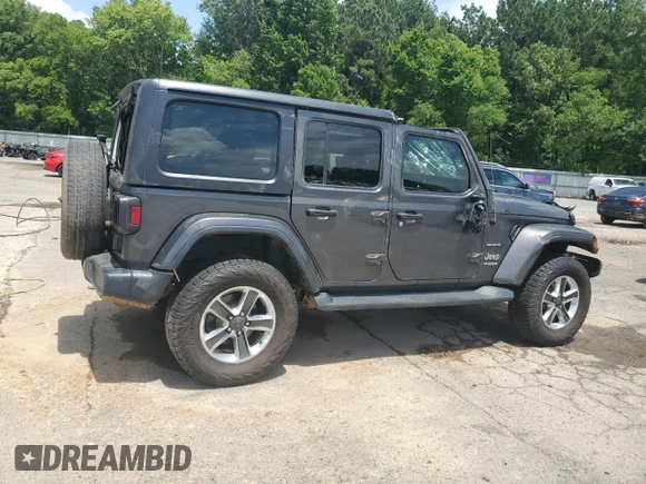 2021 Jeep Wrangler Unlimited Sahara with VIN 1C4HJXENXMW625845, listed as a Copart auction lot 64011475 with 97,505 mi miles and Salvage title. Bid and sale history available at DreamBid. Image 3.