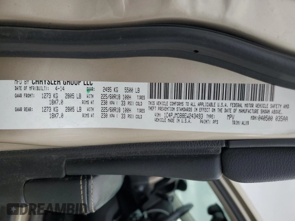 2014 Jeep Cherokee Limited z VIN 1C4PJMDB8EW243493, wystawiony jako Copart lot #53293485 z przebiegiem 210 910 mil mil oraz Czysty tytuł • Clean title. Historia ofert i sprzedaży dostępna na DreamBid. Obrazek 13.