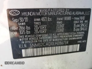 2020 Hyundai Santa Fe SE with VIN 5NMS2CAD0LH286734, listed as a Copart auction lot 49471115 with 98,141 mi miles and Salvage title. Bid and sale history available at DreamBid. Image 14.