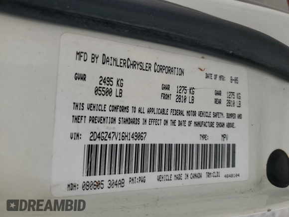 2006 Dodge Magnum SXT with VIN 2D4GZ47V16H149067, listed as a Copart auction lot 67564774 with 238,207 mi miles and Salvage Title. Bid and sale history available at DreamBid. Image 14.