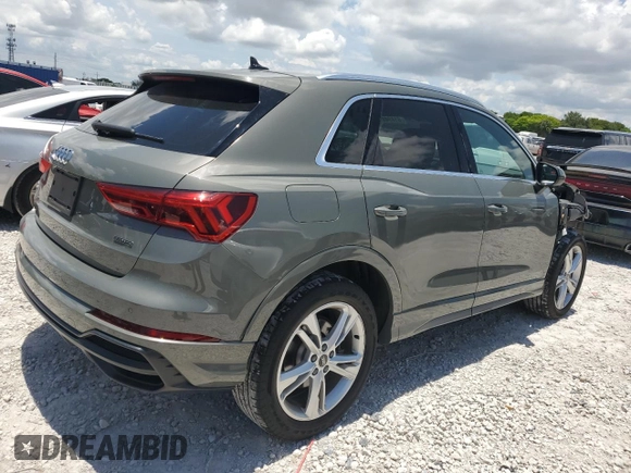 2022 Audi Q3 S line Premium with VIN WA1DECF36N1128695, listed as a Copart auction lot 61494915 with 26,725 mi miles and Salvage title. Bid and sale history available at DreamBid. Image 3.