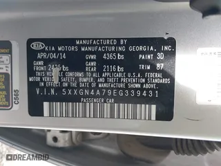 2014 Kia Optima EX with VIN 5XXGN4A79EG339431, listed as a IAAI auction lot 39792297 with 101,446 mi miles. Bid and sale history available at carsss.com. Image 9.