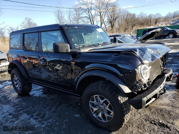 2024 Ford Bronco Badlands with VIN 1FMEE9BP5RLA45061, listed as a Copart auction lot 46503185 with 767 mi miles and Salvage Title. Bid and sale history available at carsss.com. Image 4.