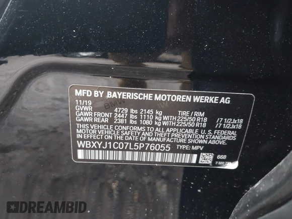 2020 BMW X2 xDrive28i z VIN WBXYJ1C07L5P76055, wystawiony jako IAAI lot #41947611 z przebiegiem 38 277 mil mil oraz . Historia ofert i sprzedaży dostępna na DreamBid. Obrazek 9.