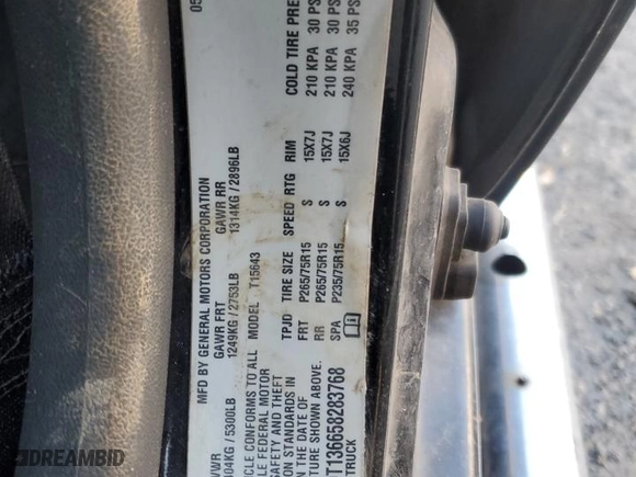 2005 Chevrolet Colorado 1SF LS Z71 with VIN 1GCDT136658283768, listed as a Copart auction lot 85943084 with 239,896 mi miles and Salvage Title. Bid and sale history available at carsss.com. Image 14.