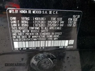 2021 Honda HR-V LX with VIN 3CZRU5H32MM705998, listed as a Copart auction lot 41333125 with 54,787 mi miles and Salvage Title. Bid and sale history available at carsss.com. Image 14.