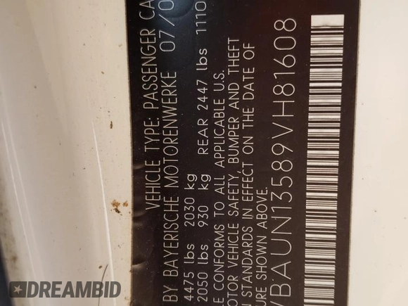 2009 BMW 1 Series 128i with VIN WBAUN13589VH81608, listed as a Copart auction lot 47283005 with 65,158 mi miles and Salvage Title. Bid and sale history available at carsss.com. Image 12.
