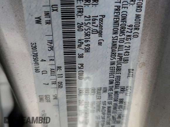 2017 Ford Focus SE with VIN 1FADP3FE9HL273889, listed as a Copart auction lot 53737055 with 114,700 mi miles and Salvage Title. Bid and sale history available at DreamBid. Image 12.