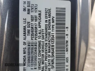 2014 Honda Odyssey EX-L with VIN 5FNRL5H64EB123541, listed as a Copart auction lot 52483705 with 77,996 mi miles and Salvage Title. Bid and sale history available at DreamBid. Image 13.