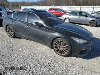 2017 Infiniti Q50 Red Sport 400 with VIN JN1FV7APXHM850287, listed as a Copart auction lot 47185255 with 72,703 mi miles and Salvage title. Bid and sale history available at DreamBid. Image 4.