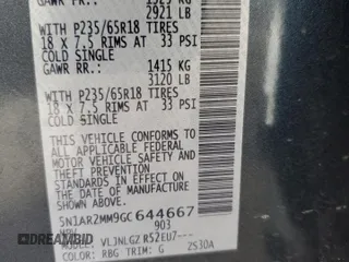 2016 Nissan Pathfinder SL с VIN 5N1AR2MM9GC644667, выставлен на аукционе Copart как лот 64363625 с пробегом 109 688 миль миль и Списание • Salvage title. История ставок и продаж доступна на DreamBid. Изображение 13.
