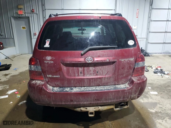 2005 Toyota Highlander with VIN JTEEP21AX50133727, listed as a Copart auction lot 43942175 with 0 mi miles and Salvage Title. Bid and sale history available at carsss.com. Image 6.