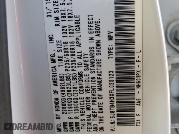 2015 Acura RDX with VIN 5J8TB4H3XFL025123, listed as a Copart auction lot 41508685 with 0 mi miles and Salvage Title. Bid and sale history available at carsss.com. Image 13.