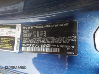 2012 MINI Convertible S with VIN WMWZP3C54CT250336, listed as a IAAI auction lot 42444813 with Not provided miles and . Bid and sale history available at DreamBid. Image 9.